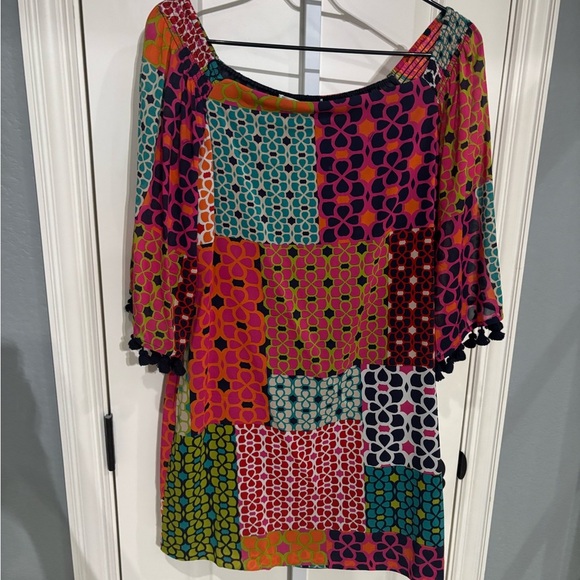 Trina Turk Size 2 Amaris Shangri La Patchwork Off the Shoulder Dress - Picture 2 of 3